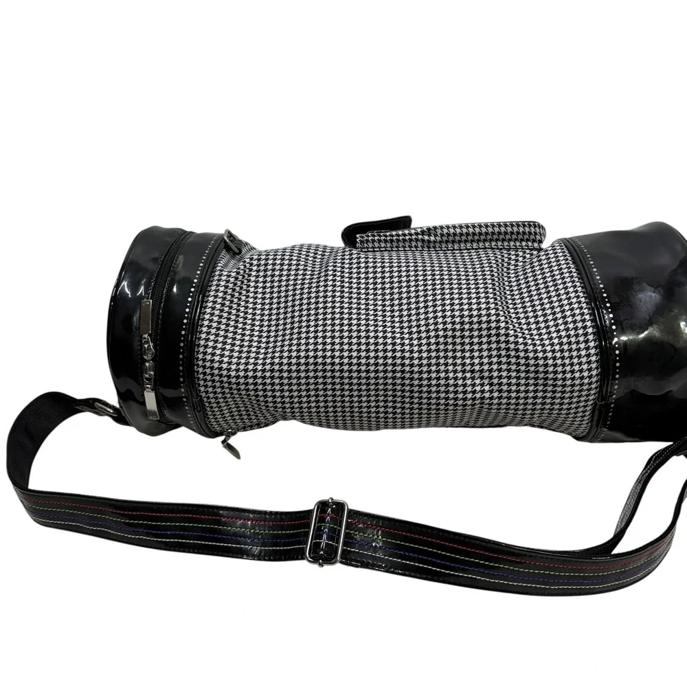 Nike Houndstooth Cylinder Crossbody Bag Black White TG0071-061 Y2K Patent Trim